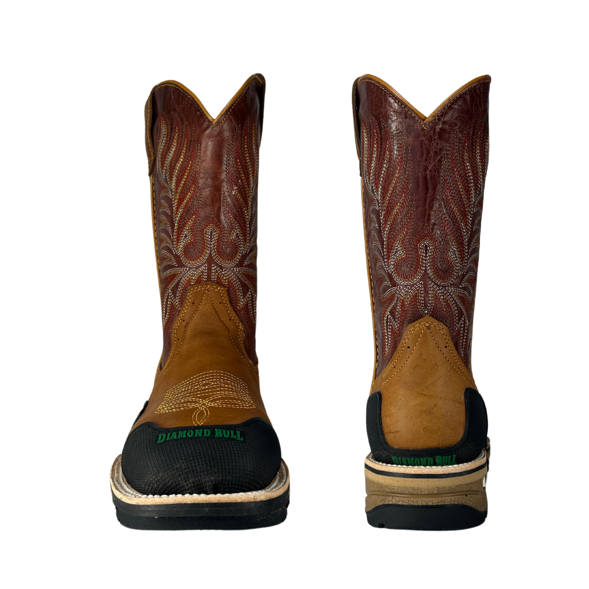 Work boots western style Color tan & brown Goodyear welt #4920 Diamond Bull Steel toe for gentlemen