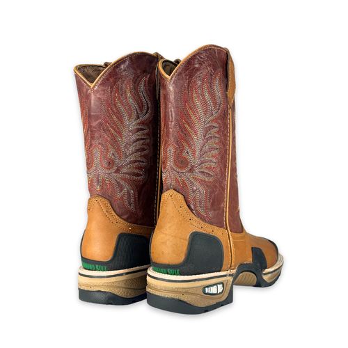 Work boots western style Color tan & brown Goodyear welt #4920 Diamond Bull Steel toe for gentlemen