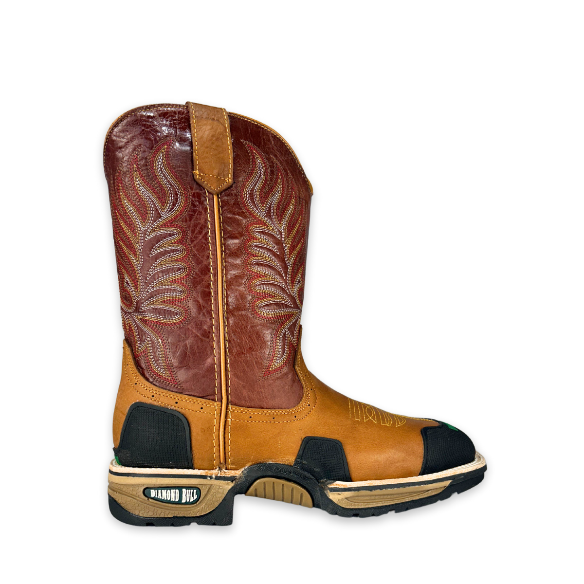 Work boots western style Color tan & brown Goodyear welt #4920 Diamond Bull Steel toe for gentlemen